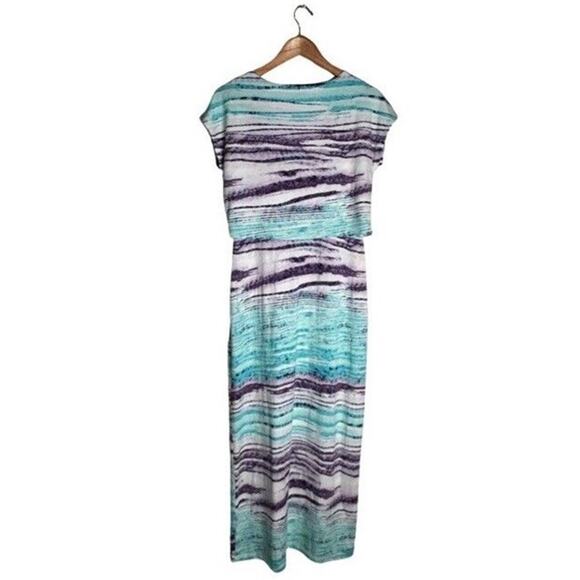 Chico’s Colorful Maxi Dress Size Small Blue Purple Beach Summer Coastal - Picture 6 of 9